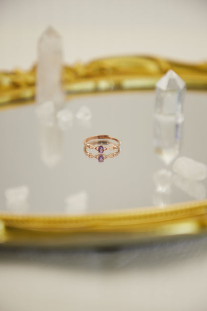 R018- Amethyst S925 open ring
