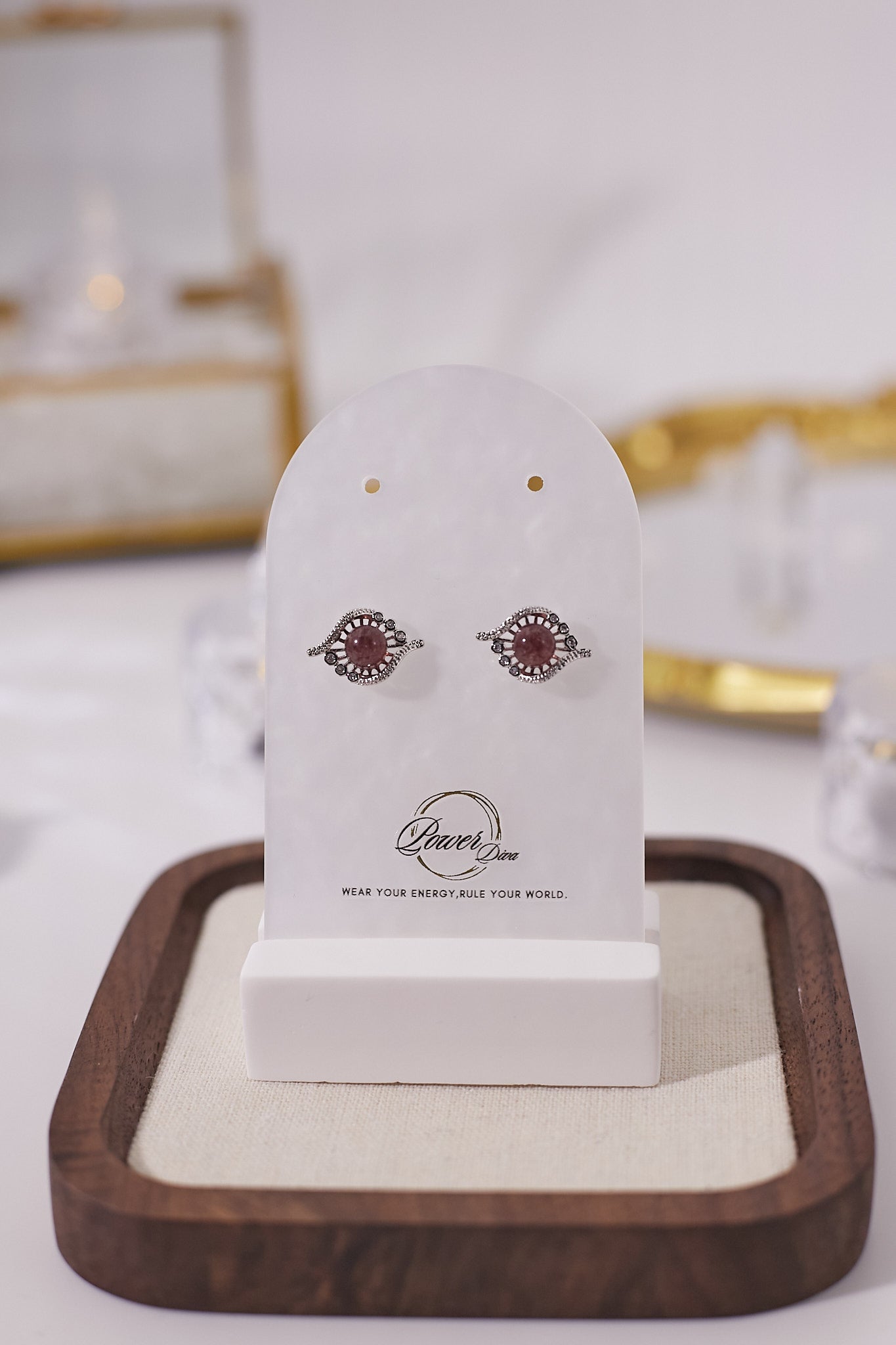 E058-Strawberry crystal zircon earrings