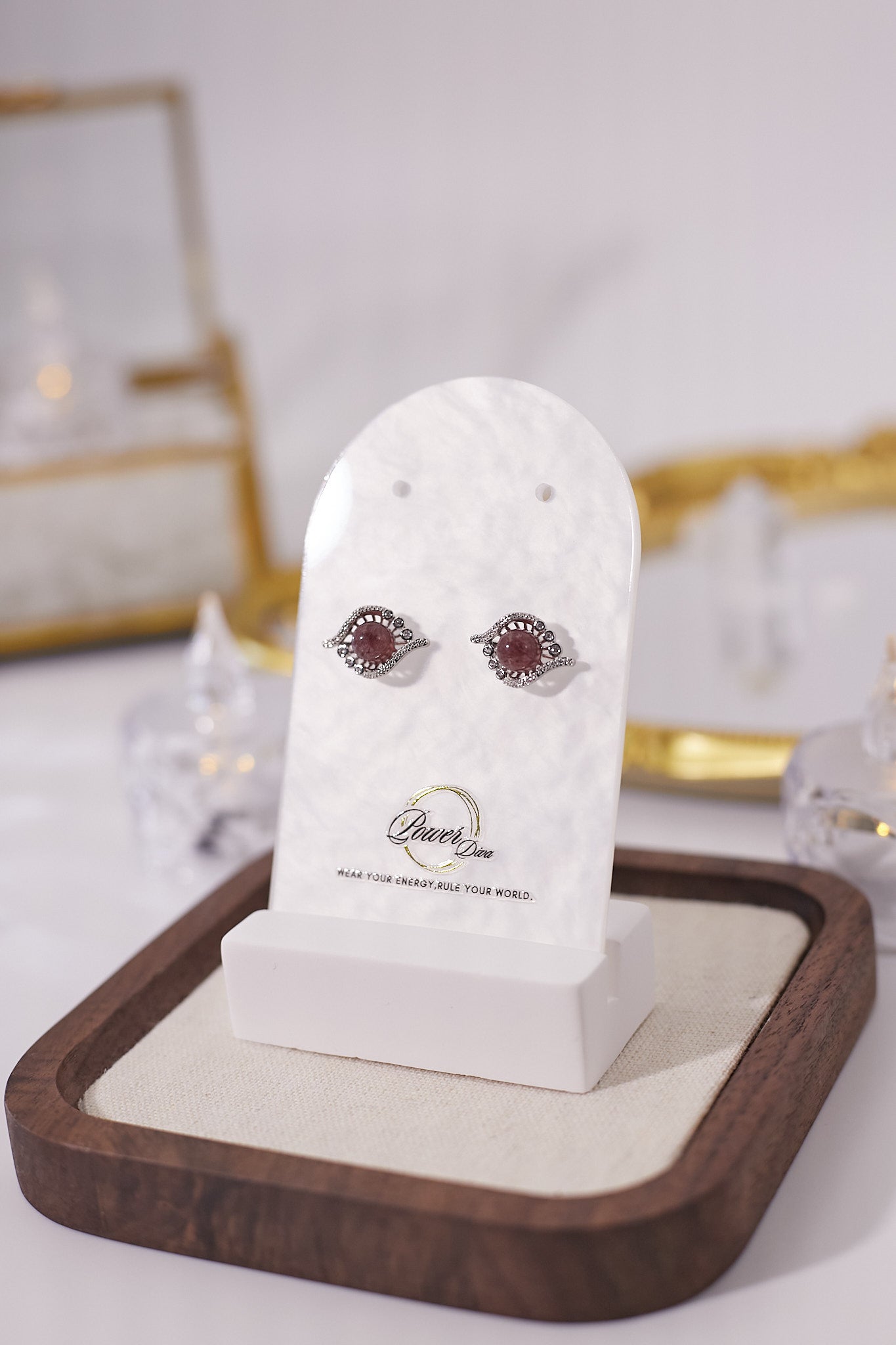 E058-Strawberry crystal zircon earrings