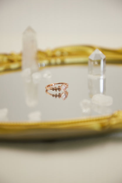 R021- Rose Quartz S925 Open Ring