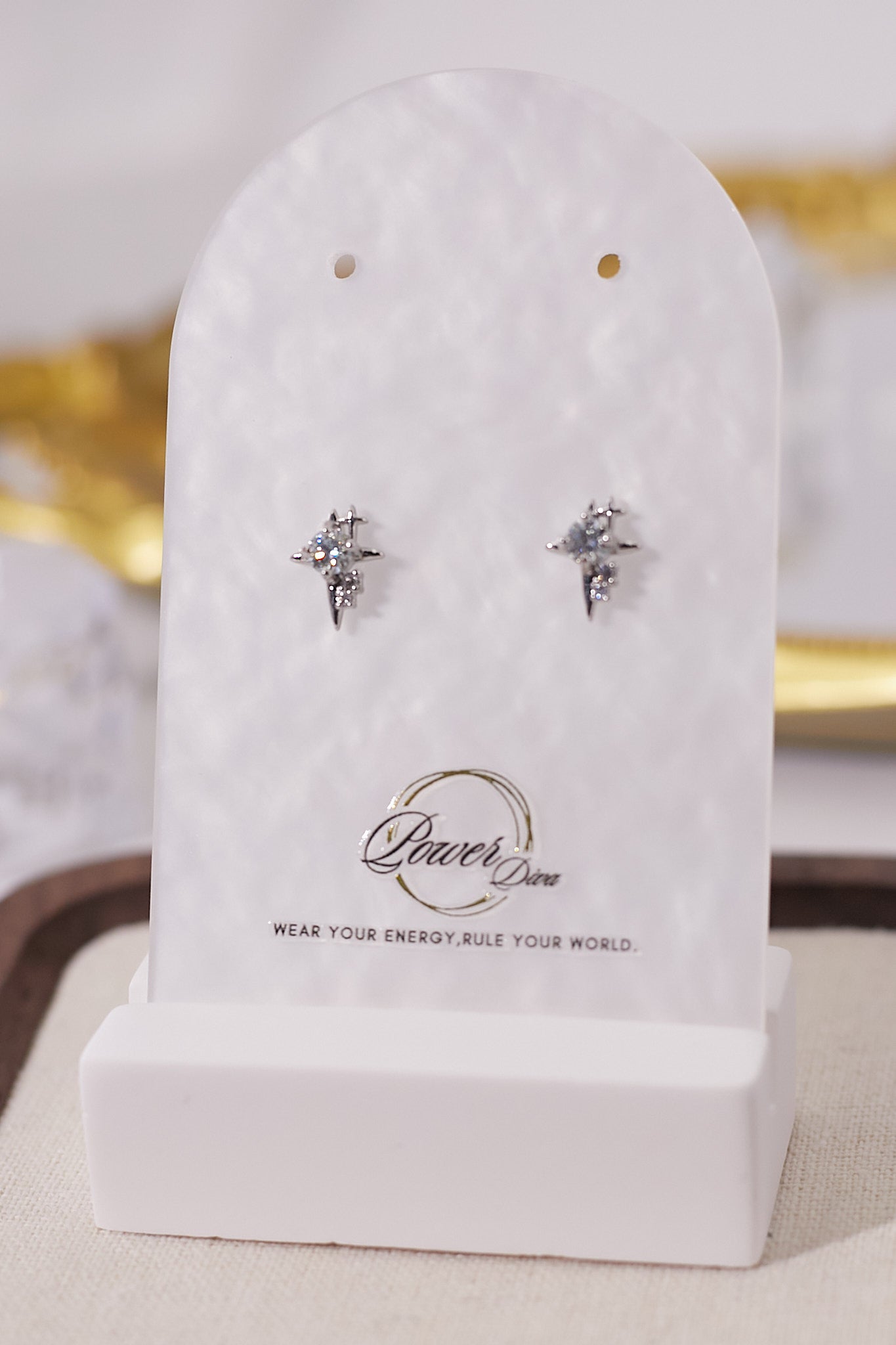 E061-Moissan Cross Earrings