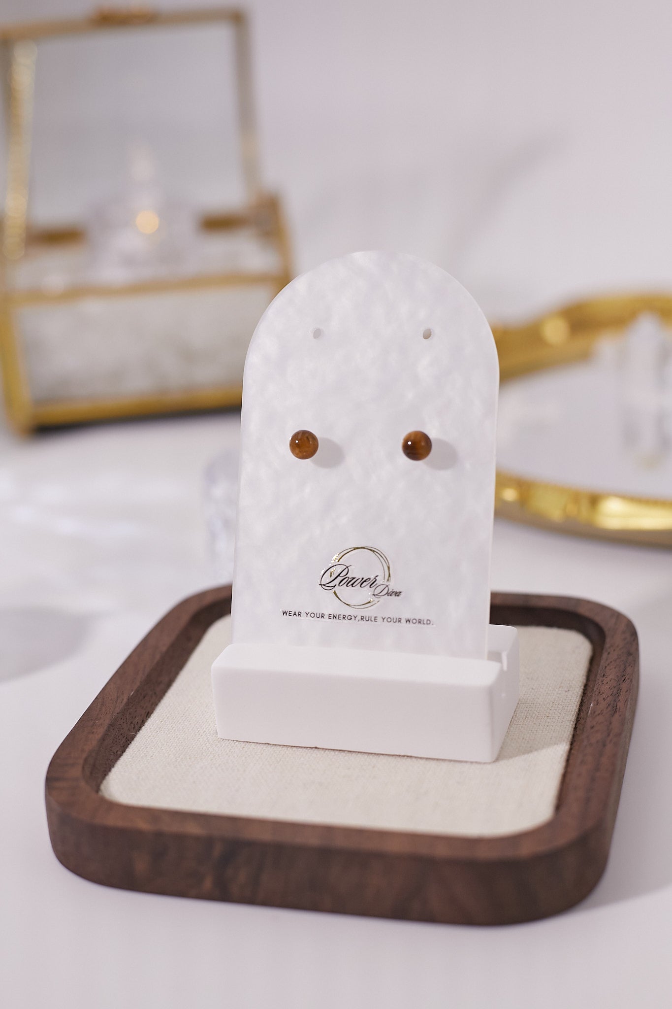 E063-Yellow Tiger Eye Stone Earrings