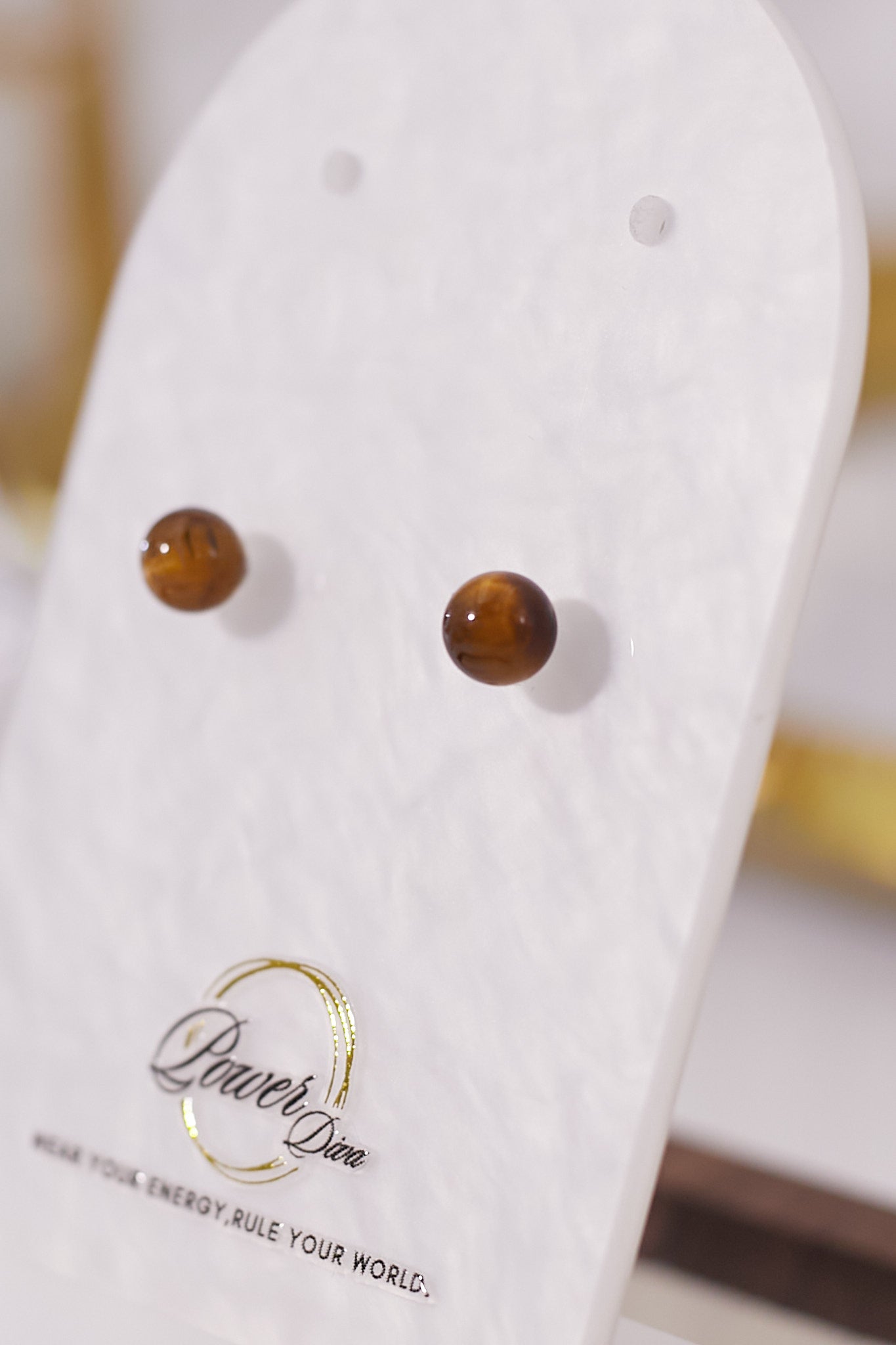 E063-Yellow Tiger Eye Stone Earrings