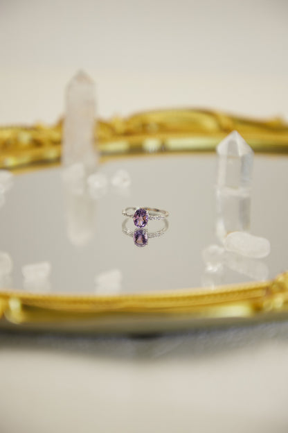 R026- Amethyst S925 open ring