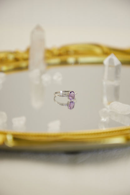 R026- Amethyst S925 open ring