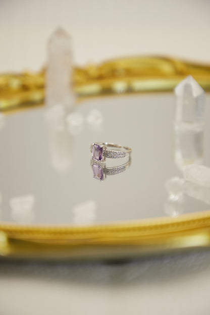 R027- Amethyst S925 open ring