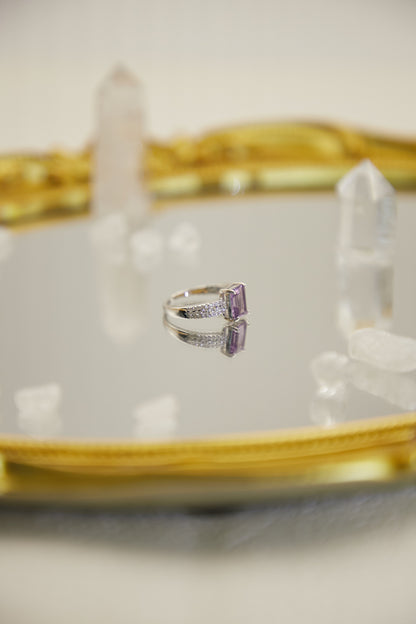 R027- Amethyst S925 open ring