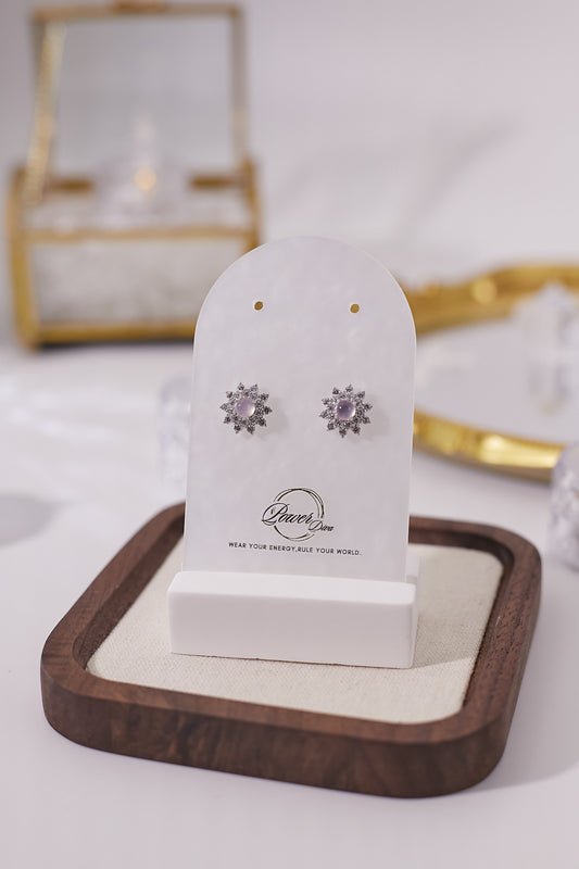 E067-Pink Quartz Zirconia Earrings
