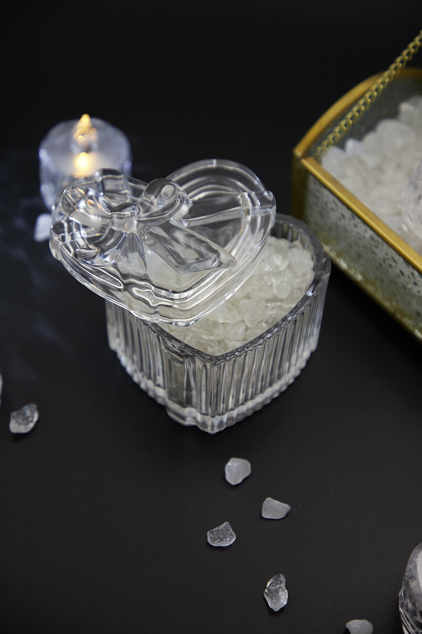 Small heart-shaped glass box