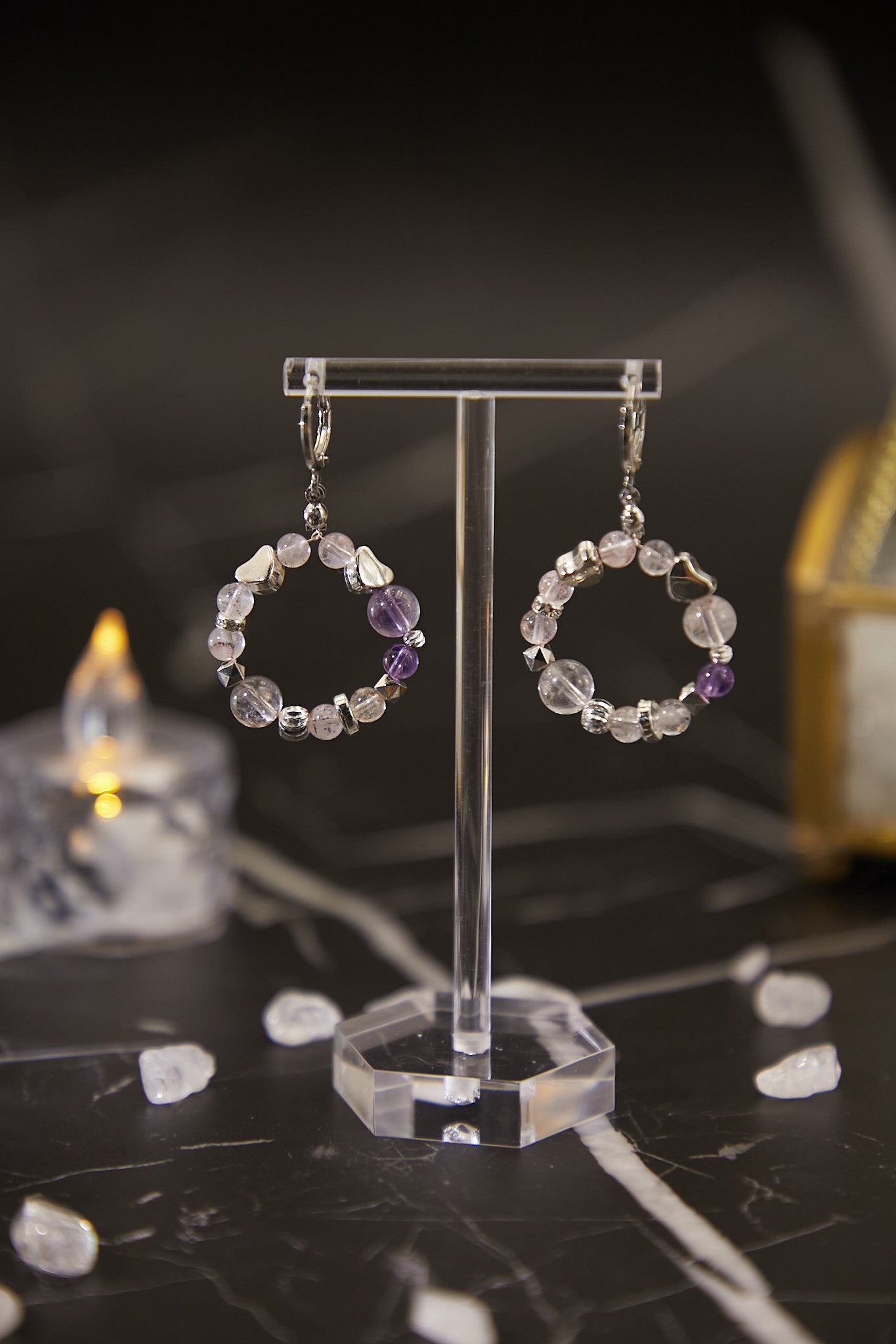 E006-Purple Super Seven Circle Earrings