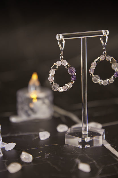 E006-Purple Super Seven Circle Earrings
