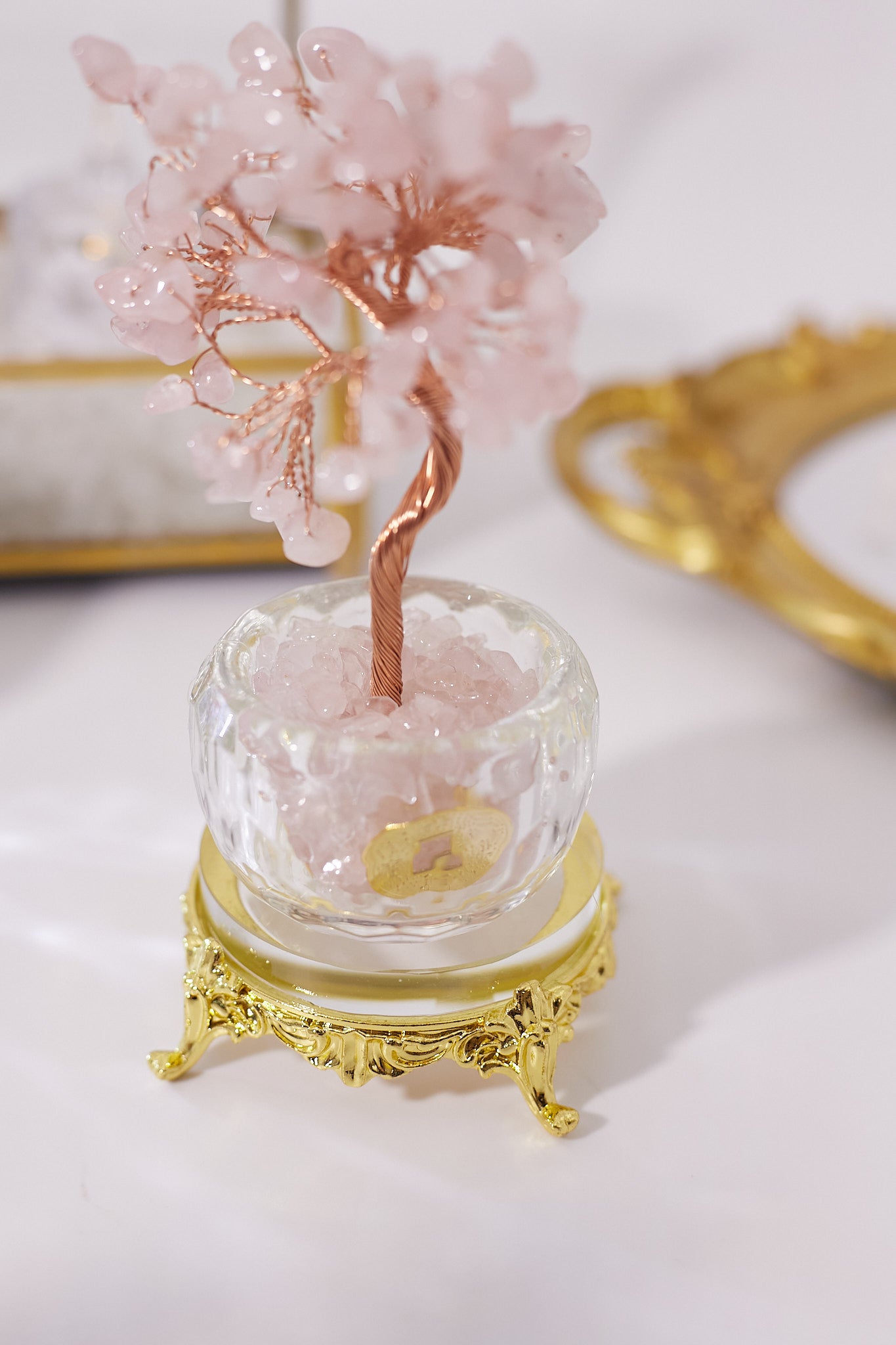 Rose Quartz Coin Tree-Tree of Love