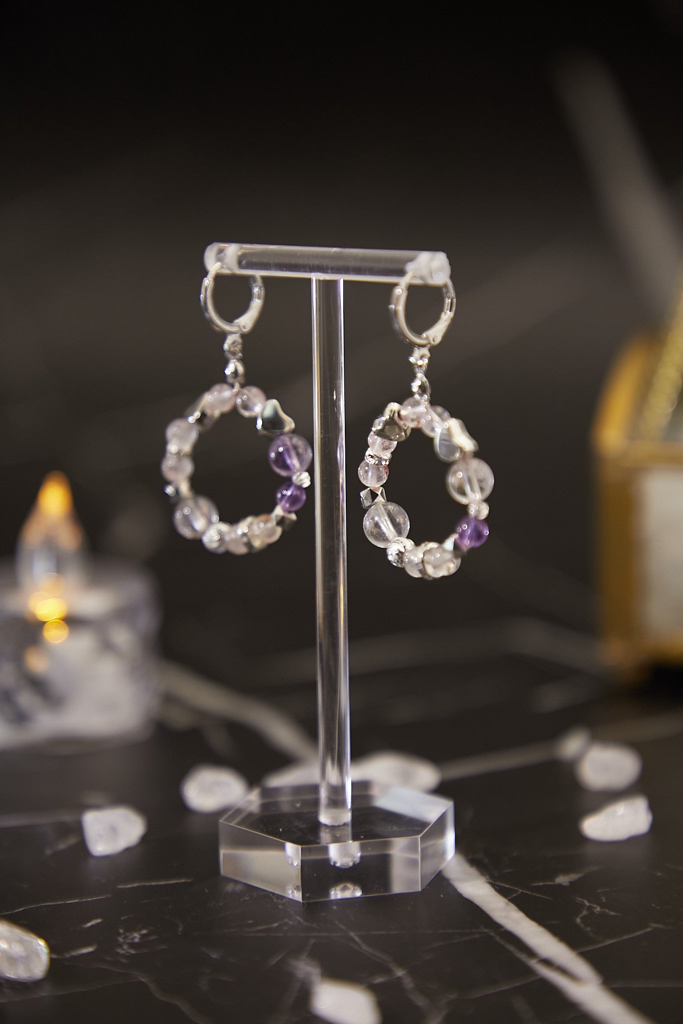 E006-Purple Super Seven Circle Earrings