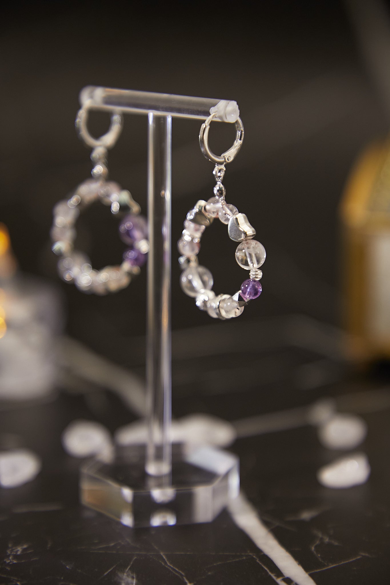 E006-Purple Super Seven Circle Earrings
