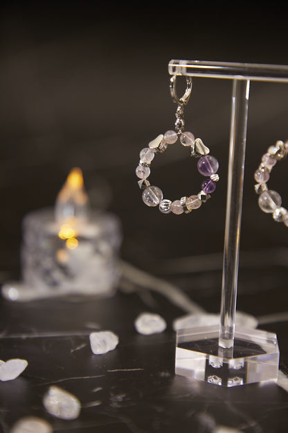 E006-Purple Super Seven Circle Earrings