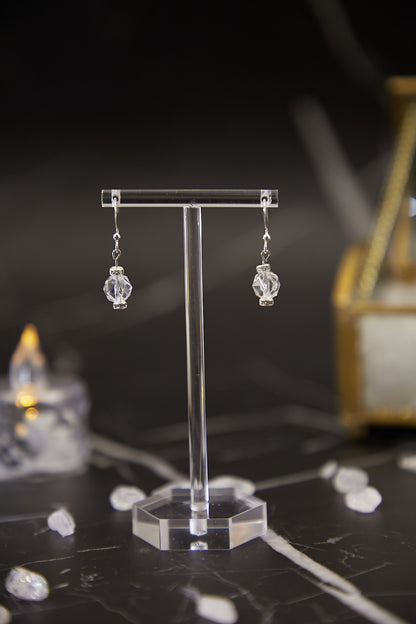 E018-White crystal sparkling ear hooks