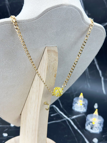 N028-Yellow Tiger Eye Stone Double Chain Magnetic Necklace