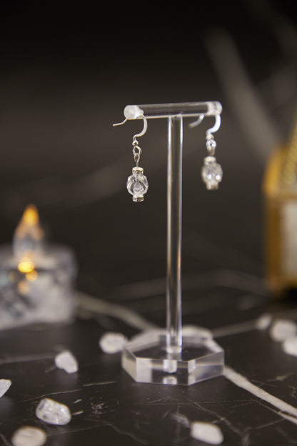 E018-White crystal sparkling ear hooks