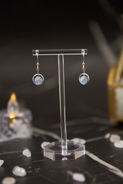 E019-Aquamarine hoop ear hooks