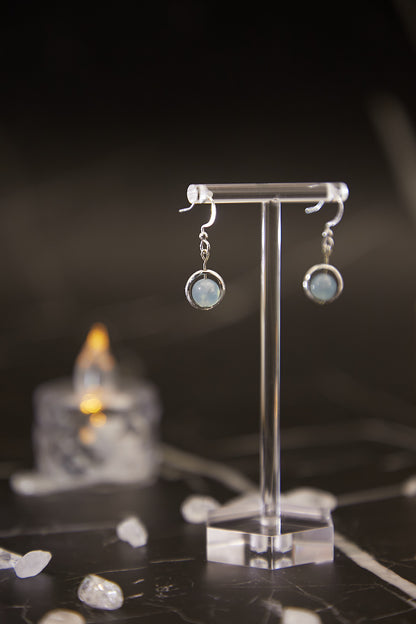 E019-Aquamarine hoop ear hooks