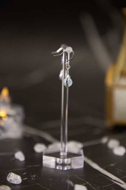 E019-Aquamarine hoop ear hooks