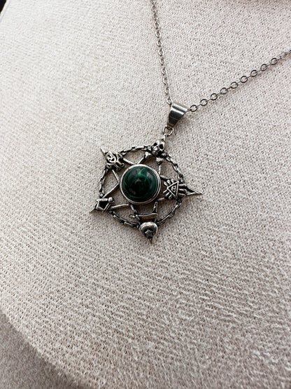 N030-Malachite Five-pointed Star Double Chain Magnetic Necklace