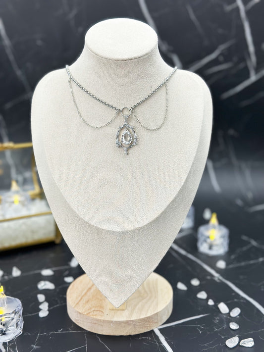 N031-White Crystal Witch Magnetic Necklace