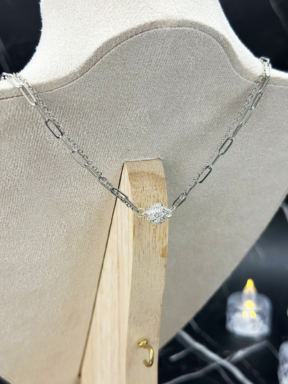 N032-Amethyst Planet Double Chain Magnetic Necklace