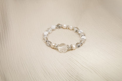 C001-White crystal, black sparkle, white turquoise, white asai, freshwater pearl