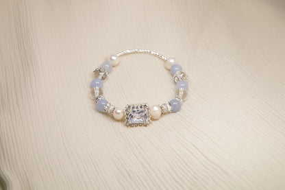 C005-Blue Chalcedony．White Quartz．Freshwater Pearl