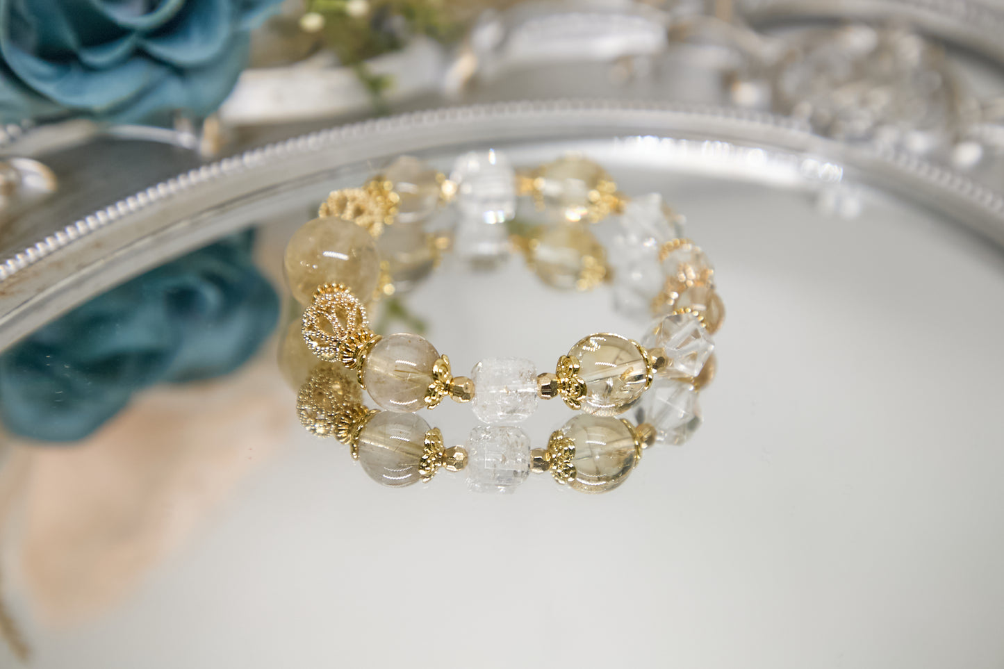 C007-Rose Quartz, White Quartz, Citrine, White Asai