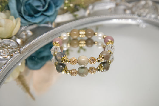 C010-Alashan. White crystal. Freshwater pearl