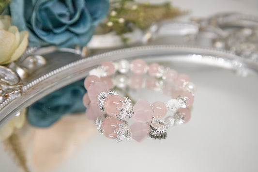 C012-Pink quartz・Freshwater pearl・White turquoise
