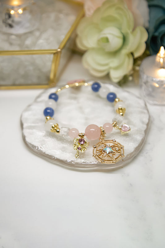 C017-Sailor Moon-Blue Quartz + White Asai + Rose Quartz + Moonstone