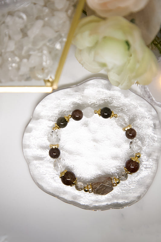 C018-Black Gold Super Seven・White Crystal